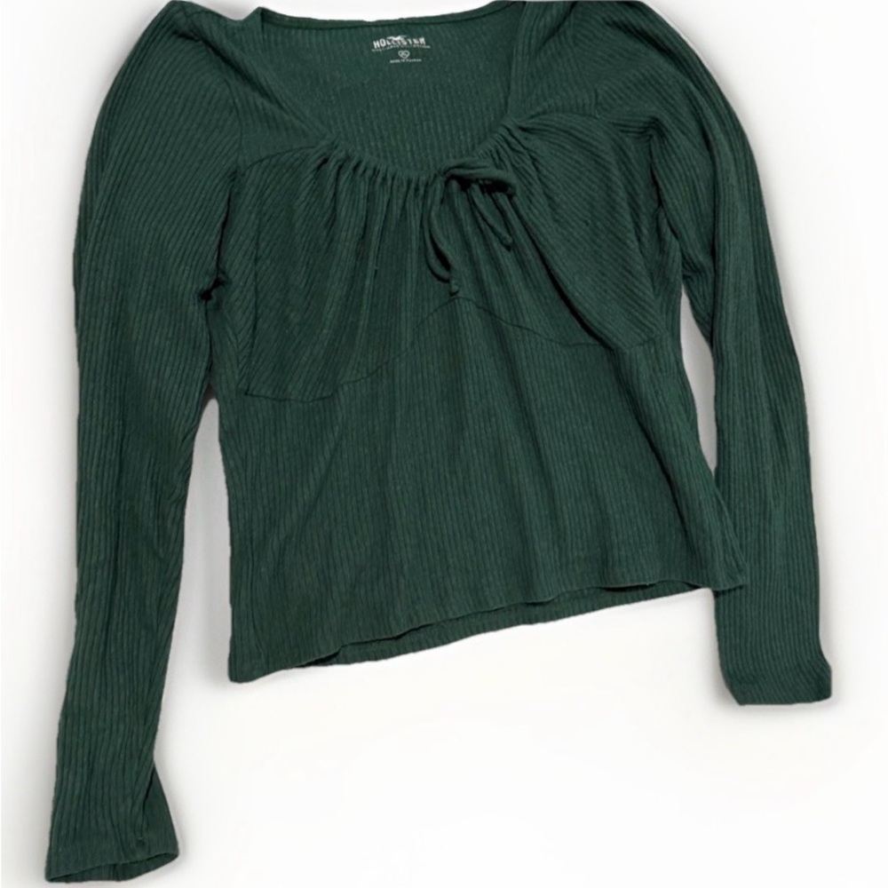 Hollister Forest Green Ribbed Long Sleeve Top